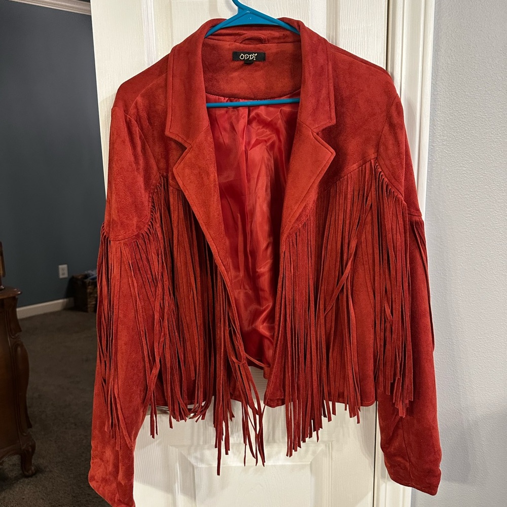 OddSuede Fringe Jacket - Red - Picture 2 of 4